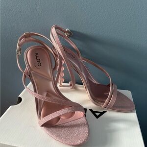 ALDO Rose Pink Glitter Strappy Heeled Sandals